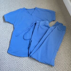 Mandala XXS ceil blue scrub top and joggers